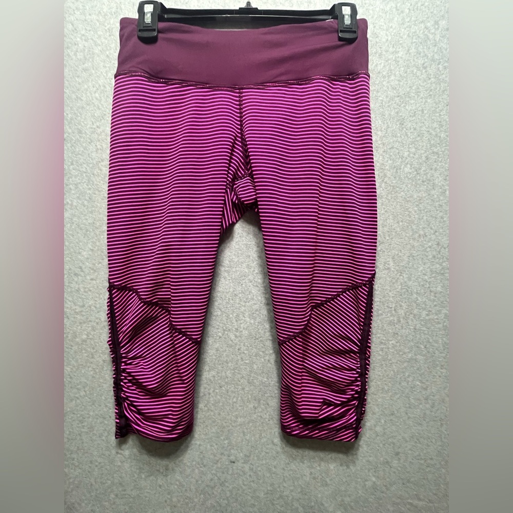 Lululemon Run: For Your Life Crop-Hyper Strip Raspberry Plum -Size 6